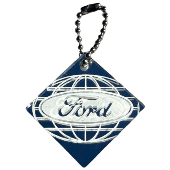Vtg Ford Keychain Mirrored Clear Maumee Stamping Plant Keychain Ball Chain Logo - Picture 1 of 9